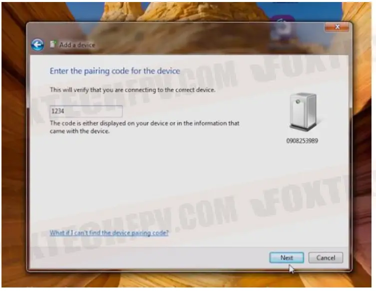 FOXTECH AYK-350 VTOL - Find the corresponding device and enter password 2