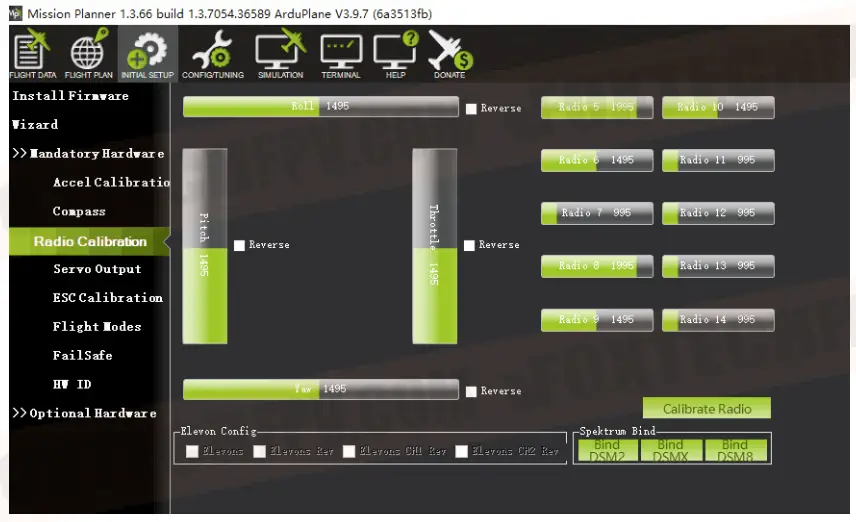 FOXTECH AYK-350 VTOL - Radio Control Calibration