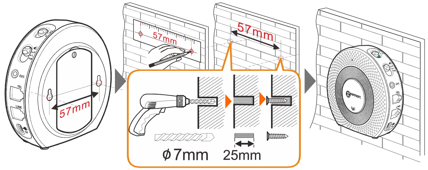 geemarc AMPLICALL110 Wireless Telephone Signaler - mounting