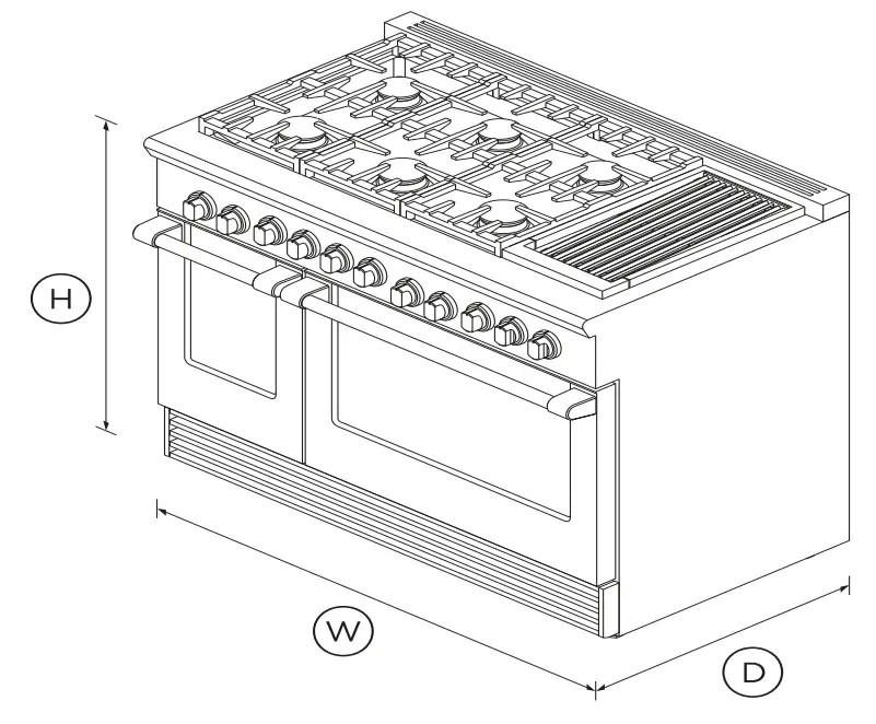 FISHER PAYKEL RGV2 486GL L N Gas Range - DIMENSIONS