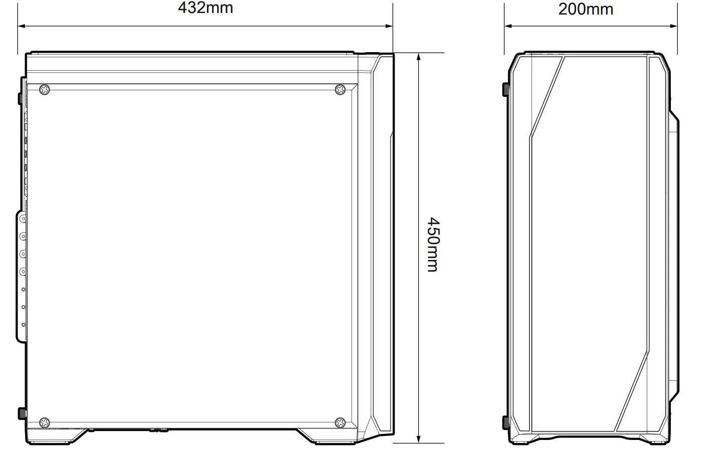 N5 TF ATX Mid Tower Computer Case Dimensions