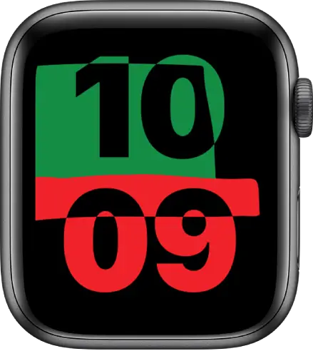 The Unity watch face showing the current time in the center of the screen.