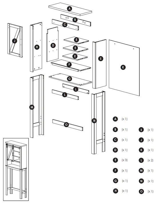 zenna home E5429GY Barn-Door Spacesaver -