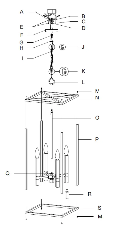 Hunter-19988 Sunjai4-Light-Alturas-Gold-Foyer-Pendant-Ceiling-Light,-Small-FIG-1