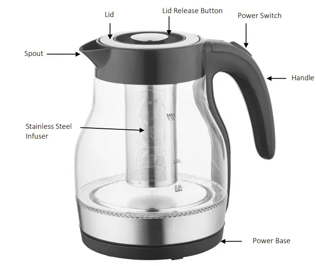 Brentwood KT-1960BK Glass Tea Kettle with Tea Infuser-1