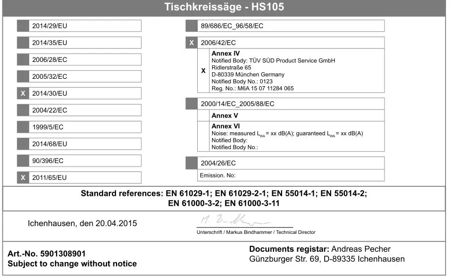 scheppach HS105 230V 255mm Electric Table Saw -Tischkreissäge - HS105