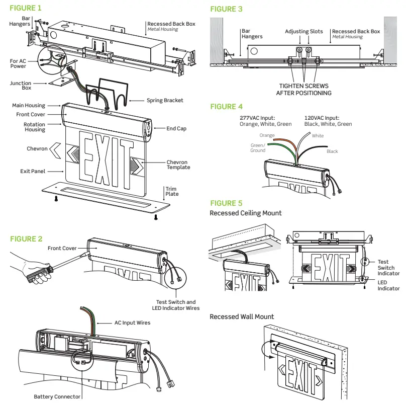 LEVITON REXA Series Surface Mount LED Edge-Lit Exit Sign - fig 1