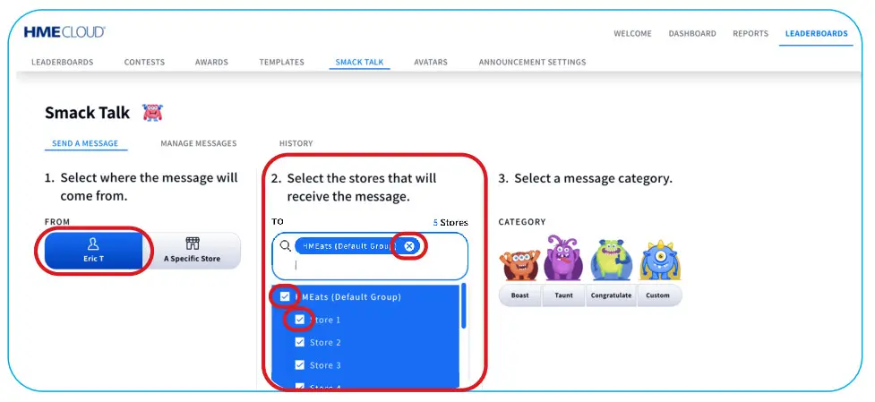 Smack Talk in HME Cloud on a Desktop Browser - Leaderboard
