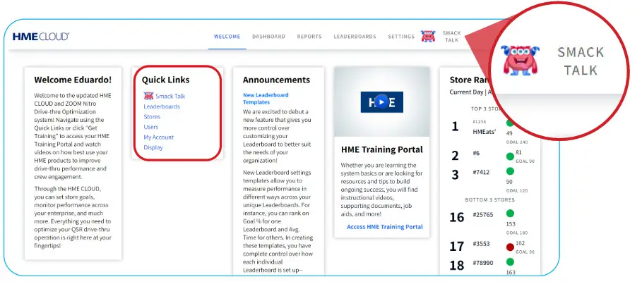 Smack Talk in HME Cloud on a Desktop Browser - Smack Talk