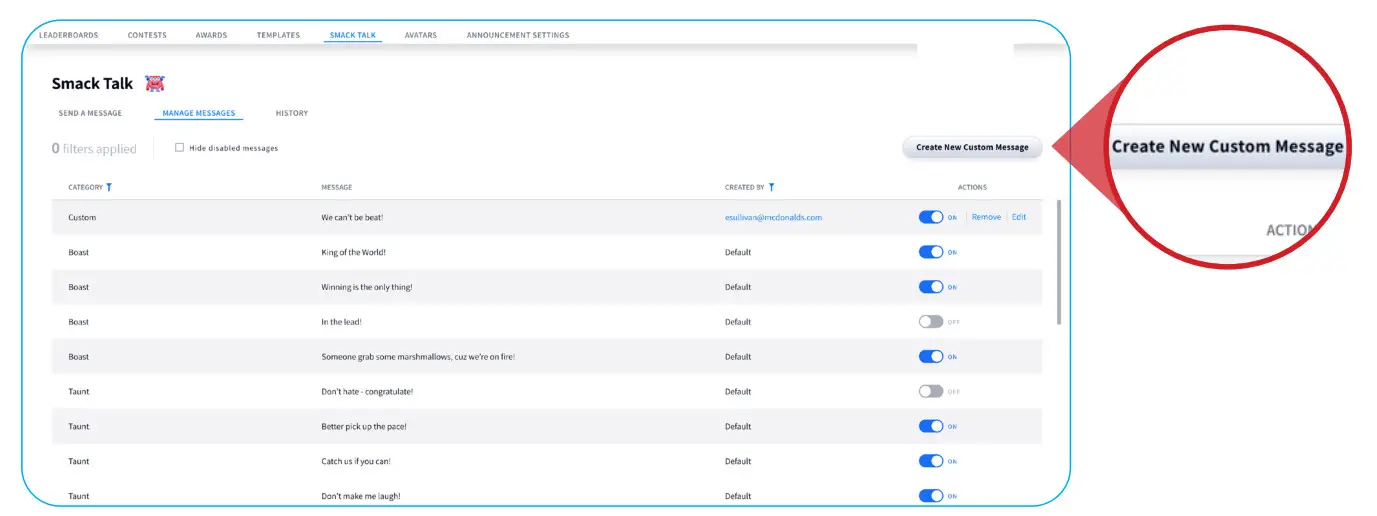 Smack Talk in HME Cloud on a Desktop Browser - custompageggldak