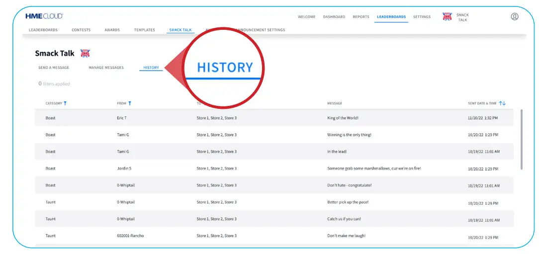 Smack Talk in HME Cloud on a Desktop Browser - custompagelgk
