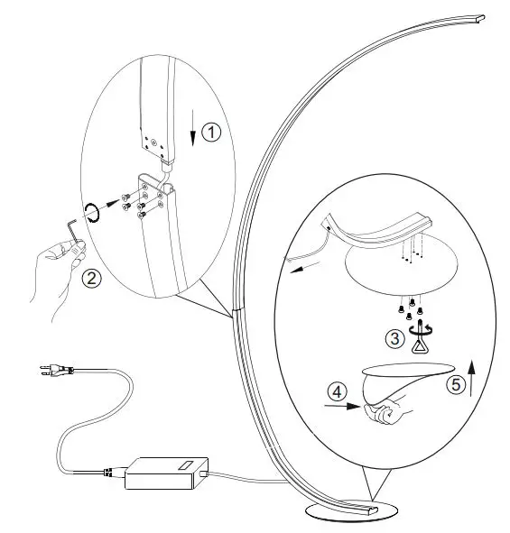 Paul Neuhaus Q VITO LED Floor Lamp Smart Home Matt Brass Dimmable CCT Instructions - Fitting