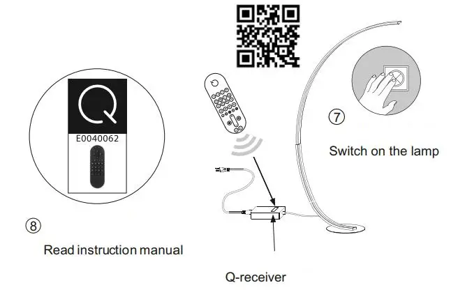 Paul Neuhaus Q VITO LED Floor Lamp Smart Home Matt Brass Dimmable CCT Instructions - Teach remote control