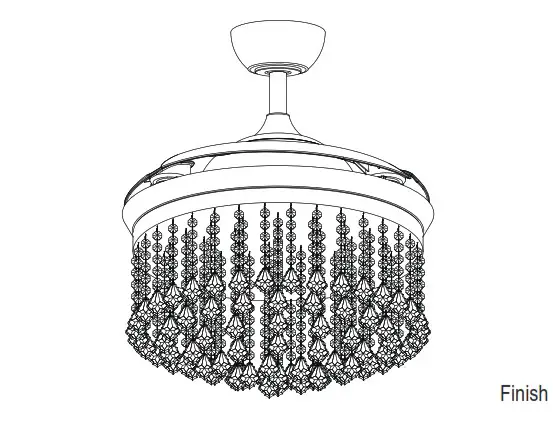 Parrot Uncle F4706BK110V 42 Inch Indoor Black Modern Retractable Crystal Fan - CIRCUIT BREAKER 10