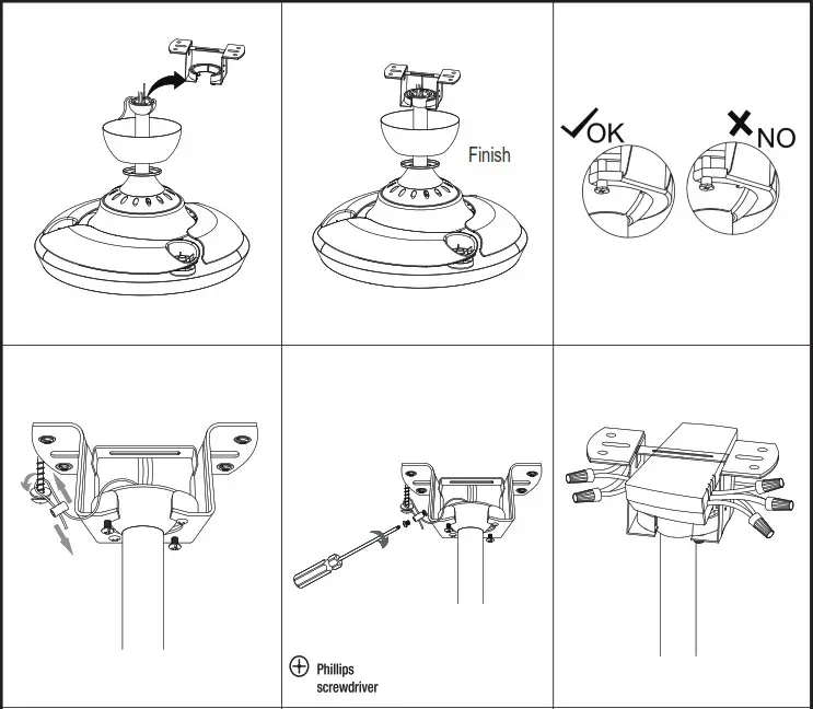 Parrot Uncle F4706BK110V 42 Inch Indoor Black Modern Retractable Crystal Fan - CIRCUIT BREAKER 3