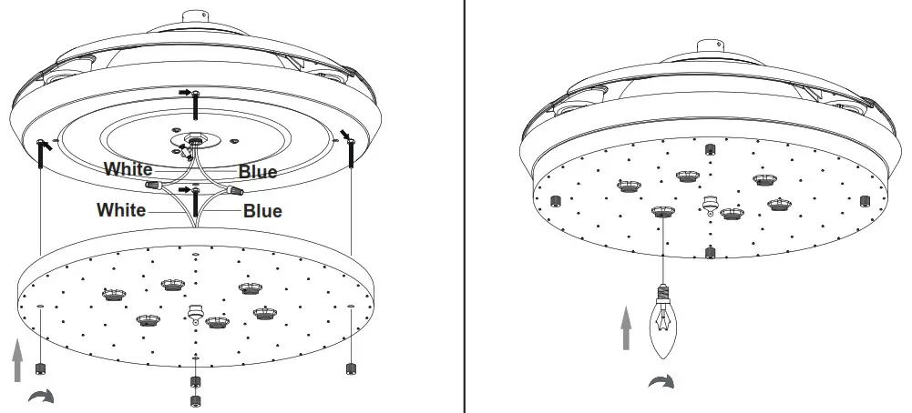 Parrot Uncle F4706BK110V 42 Inch Indoor Black Modern Retractable Crystal Fan - CIRCUIT BREAKER 8