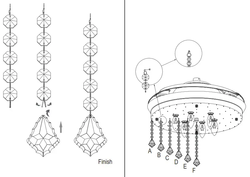 Parrot Uncle F4706BK110V 42 Inch Indoor Black Modern Retractable Crystal Fan - CIRCUIT BREAKER 9