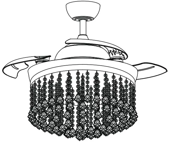 Parrot Uncle F4706BK110V 42 Inch Indoor Black Modern Retractable Crystal Fan - cover