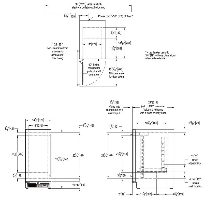 Perlick-HP15RS-4-1R L-Indoor-Signature-Series-Refrigerator-Solid-Stainless-Steel Door-1