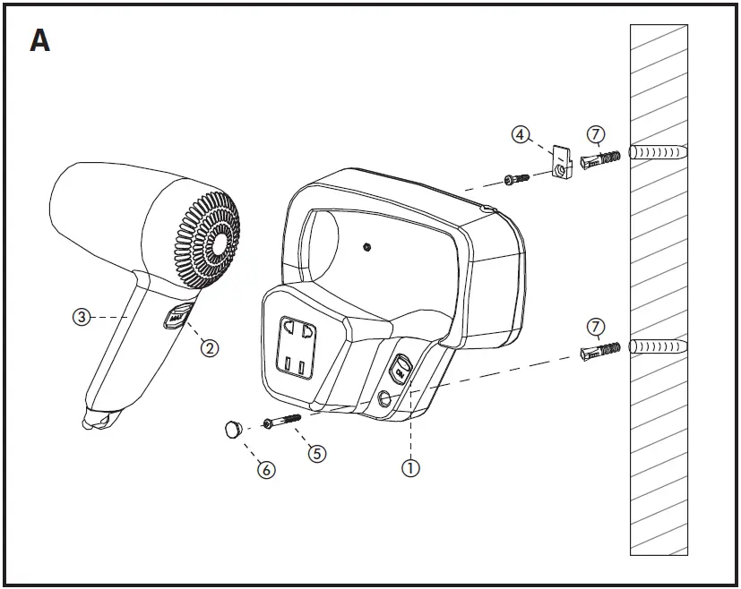 DELABIE-6624-Wall-Mounted-Hair-Dryer-with-Plug-for-Shavers-1