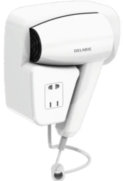 DELABIE-6624-Wall-Mounted-Hair-Dryer-with-Plug-for-Shavers-PRO