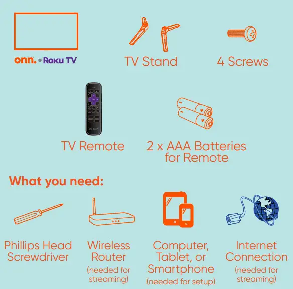 onn 100012584 Roku TV 43” 4K UHD TV - tools