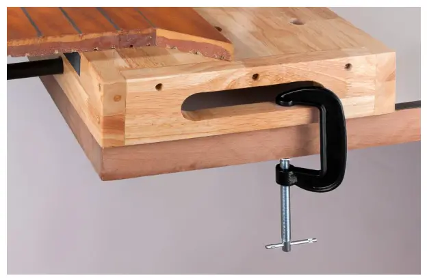 Westfalia 94 53 56 Mini Rubberwood Workbench - clamps