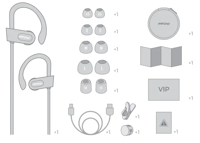 MPOW MPBH088ER Sports Bluetooth Earphones - pacakage list