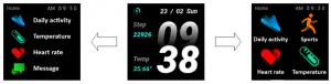 kogan Pulse Body Temperature Thermometer Smart Watch - page navigation