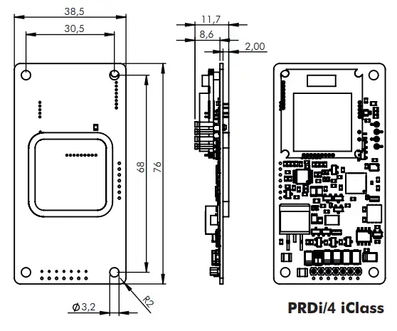 deister electronic V210226 PRDi iClass - Dimensions