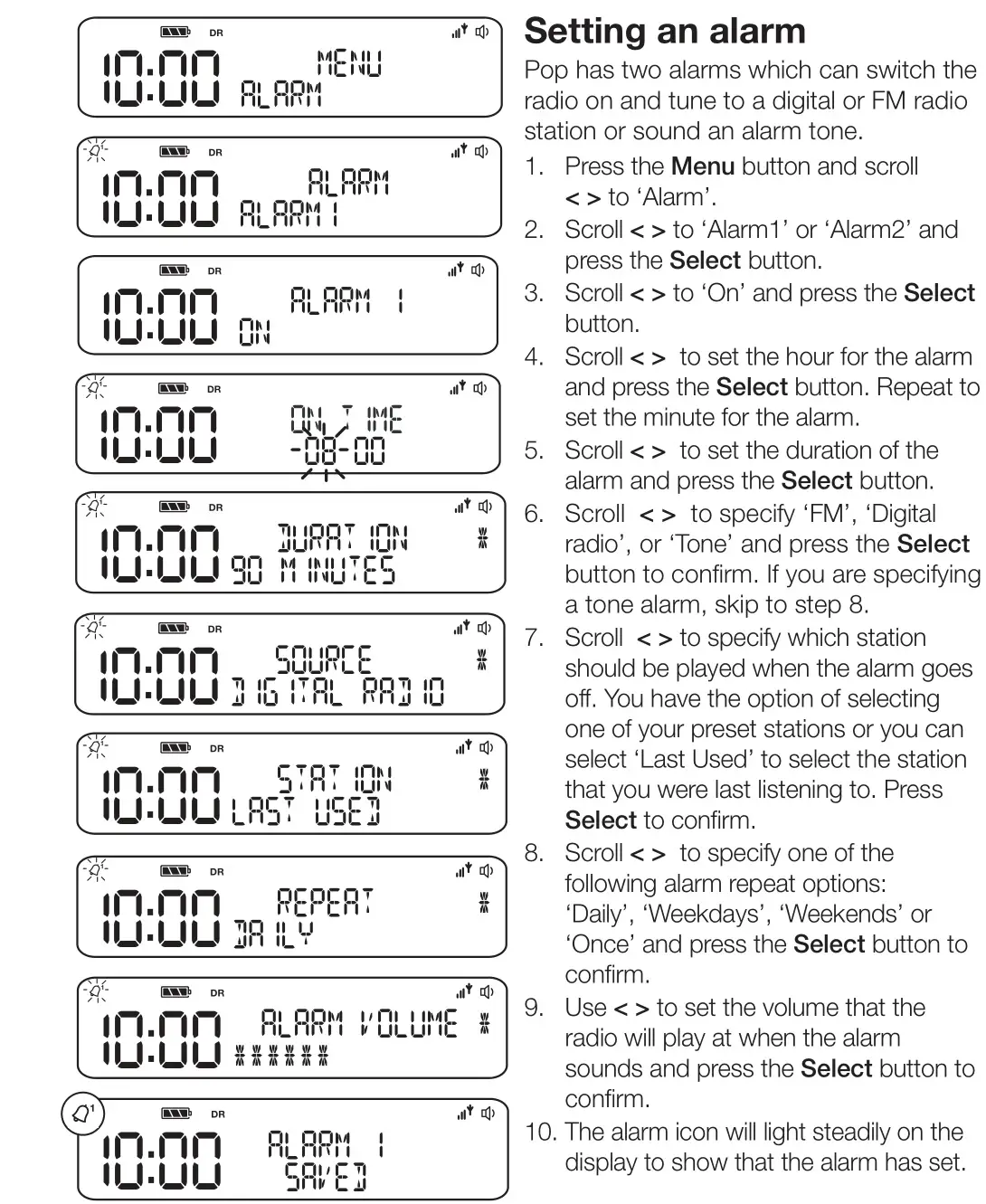 PURE Pop Maxi with Bluetooth Stereo DAB Digital and FM Radio - Alarms and timers