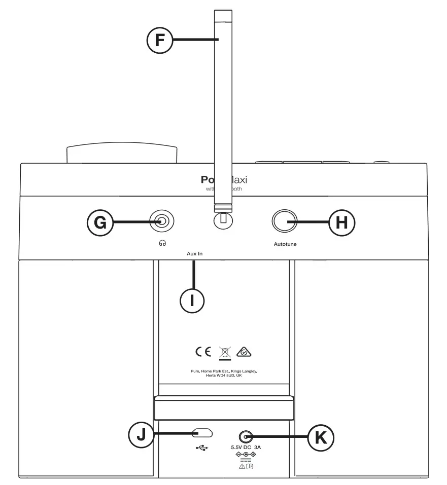 PURE Pop Maxi with Bluetooth Stereo DAB Digital and FM Radio - Rear panel