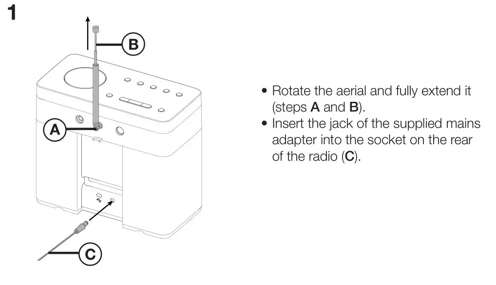 PURE Pop Maxi with Bluetooth Stereo DAB Digital and FM Radio - Rotate the aerial and fully extend it
