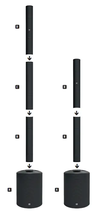 LD Systems LDMAUI5GO MAUI 5 G0 Ultra Portable Battery Powered Column PA System User Manual - ASSEMBLY