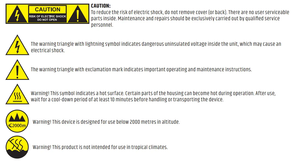 LD Systems LDMAUI5GO MAUI 5 G0 Ultra Portable Battery Powered Column PA System User Manual - Safety Icon