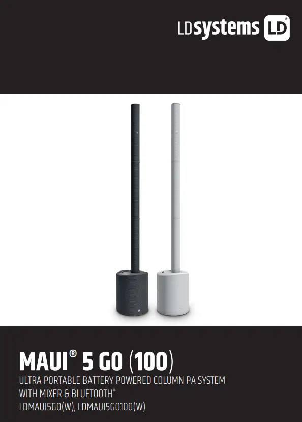LD Systems LDMAUI5GO MAUI 5 G0 Ultra Portable Battery Powered Column PA System User Manual