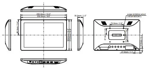 iiyama Touch Panel PC - Dimensions