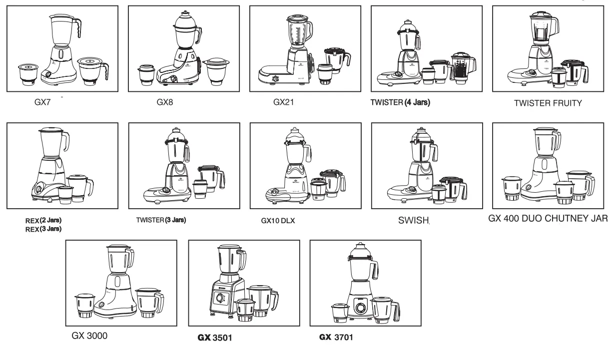 BAJAJ GX 3501 500 Watts Mixer Grinder