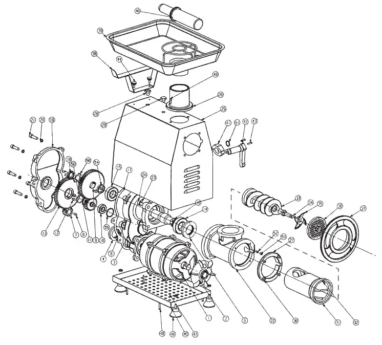 OMCAN MG CN 0032 M Meat Grinders - Parts Breakdown