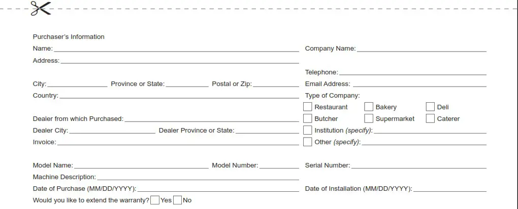 OMCAN MG CN 0032 M Meat Grinders - Warranty Registration
