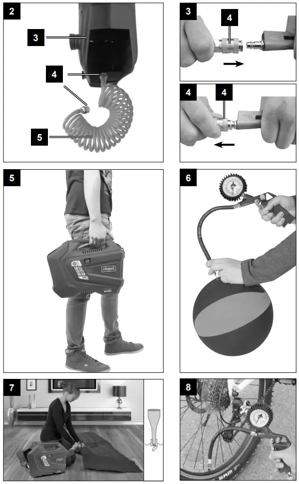 scheppach Air Force 3 Portable Compressor Instruction Manual - Fig 2,8