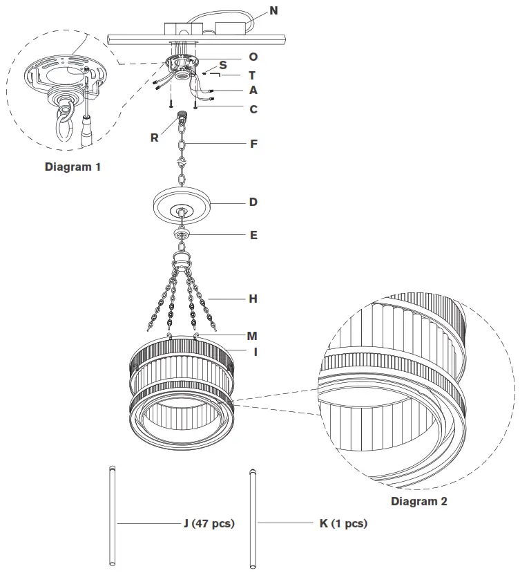 VISUAL COMFORT S5170 Menil Tall Chandelier - Mounted Drive3