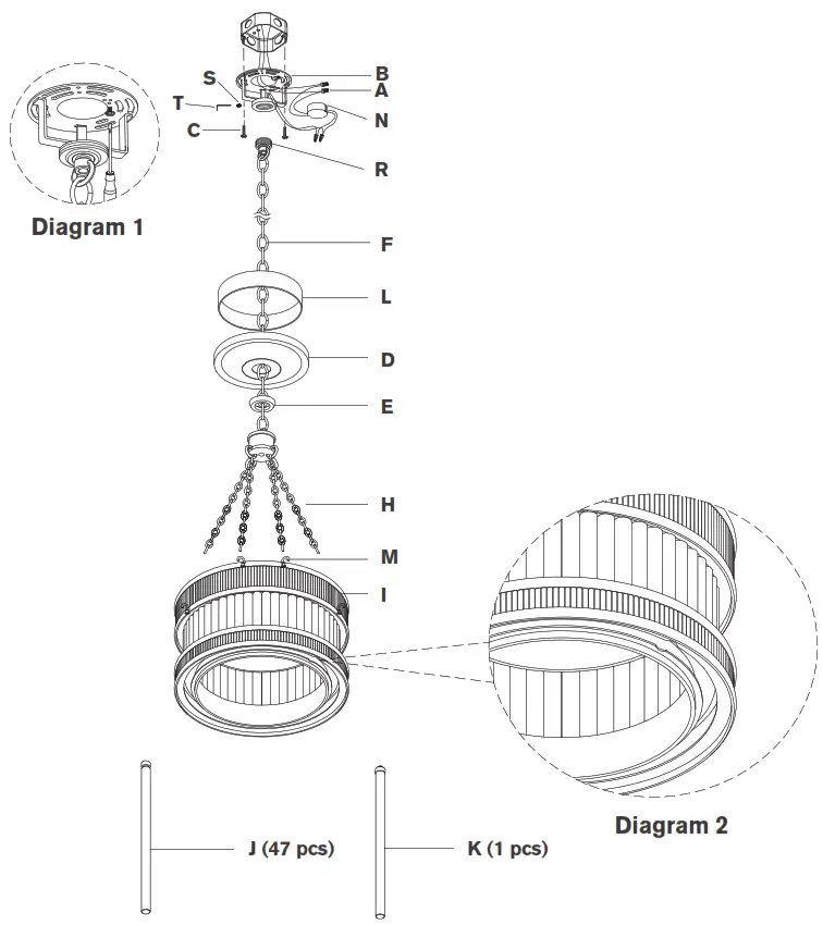 VISUAL COMFORT S5170 Menil Tall Chandelier - Mounted Driver