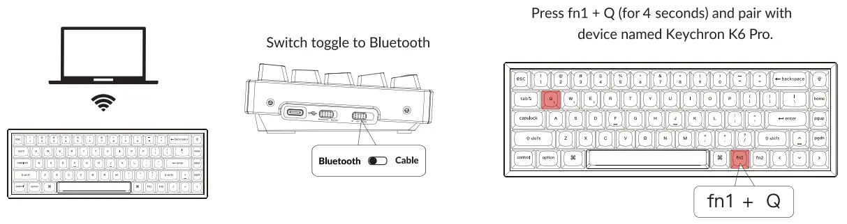 Keychron K6 Pro Bluetooth Mechanical Keyboard - Bluetooth