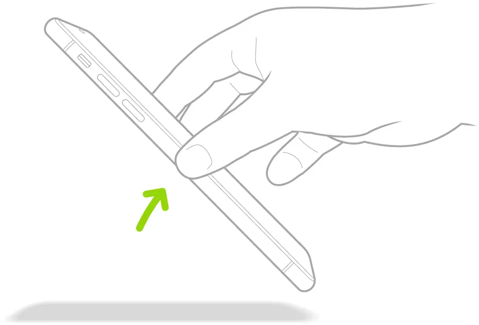 An illustration showing the raise to wake method of waking iPhone.