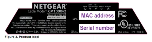 High Speed Cable Modem - Product Label
