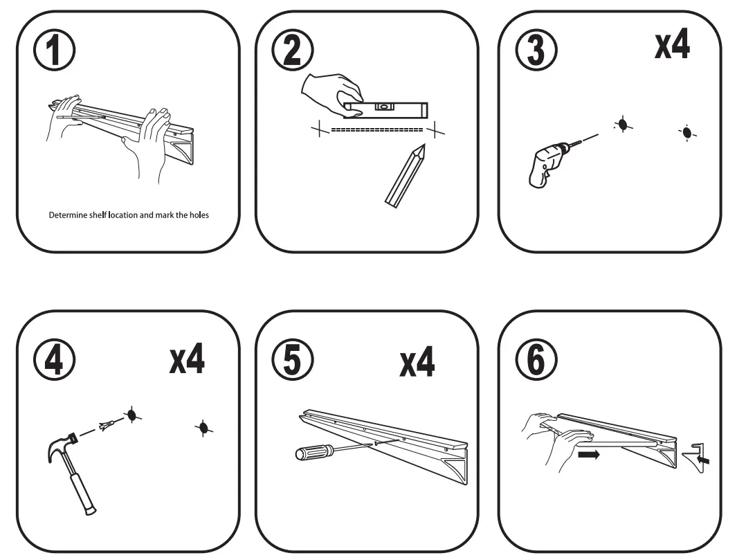 Vincenza 33744 Aluminum Glass Shelf Kit Instruction Manual 4