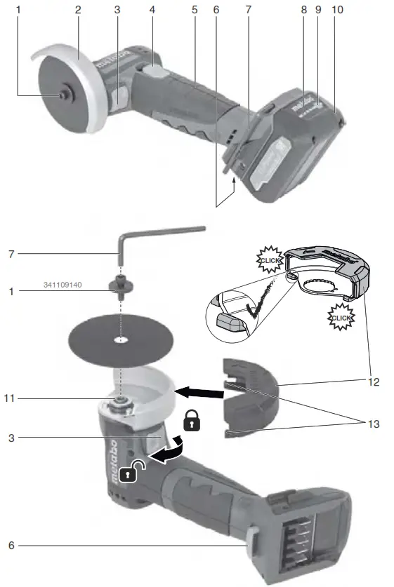 metabo PowerMaxx CC 12 BL Angle Grinder - 1