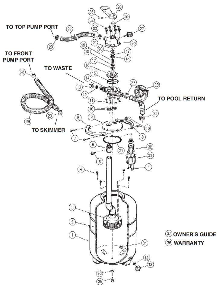 CALIMAR HP Series Sand Filter with 4 Psition Valve - fig 3