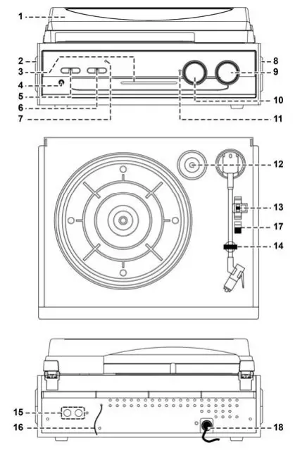 soundmaster PL186H Retro AM-FM Radio Record Player Turntable - Part